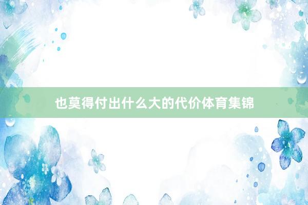 也莫得付出什么大的代价体育集锦