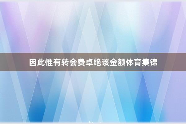 因此惟有转会费卓绝该金额体育集锦