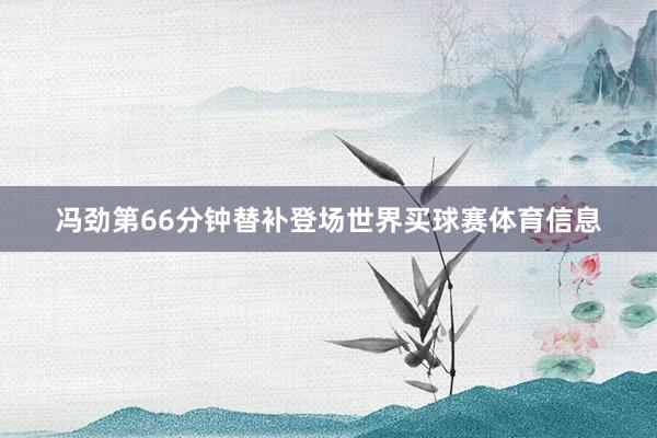 冯劲第66分钟替补登场世界买球赛体育信息