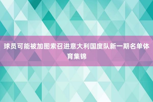 球员可能被加图索召进意大利国度队新一期名单体育集锦